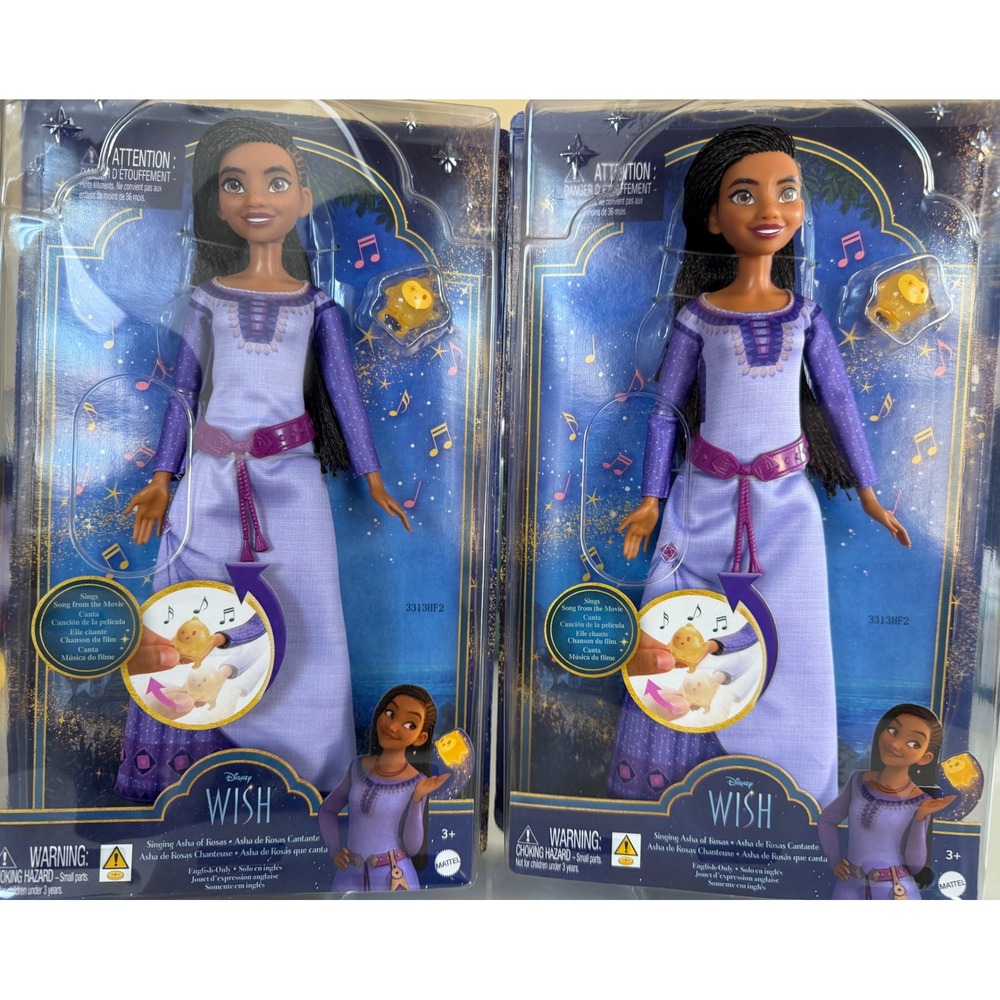 Disney Singing Doll Kids 11.5in Asha of Rosas Wish Musical Toy 2-Pack NIB